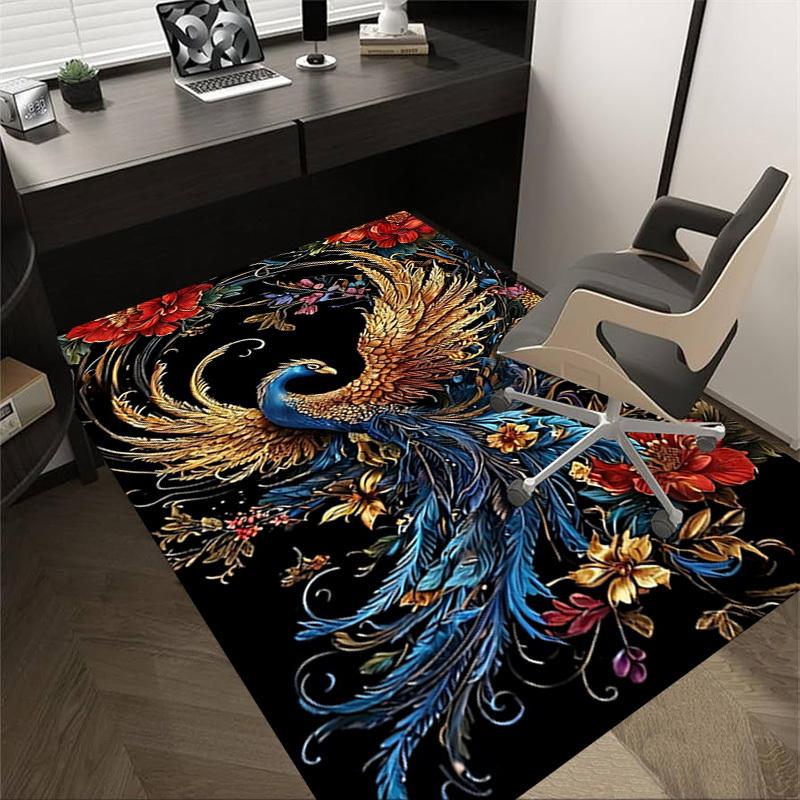 1pc Phoenix Flowers Carpet Anti Slip Polyester Floor Mat for office,Bedroom