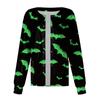 Ženy Vzor s dlouhým rukávem Kapsa Pracovní Halloween Potisk Stojací límec Jednořadý ochranný overal Cardigan Bunda Top