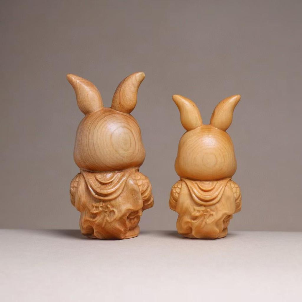 Taihang Cliff Cypress Rabbit and Rooster Carving Ornament