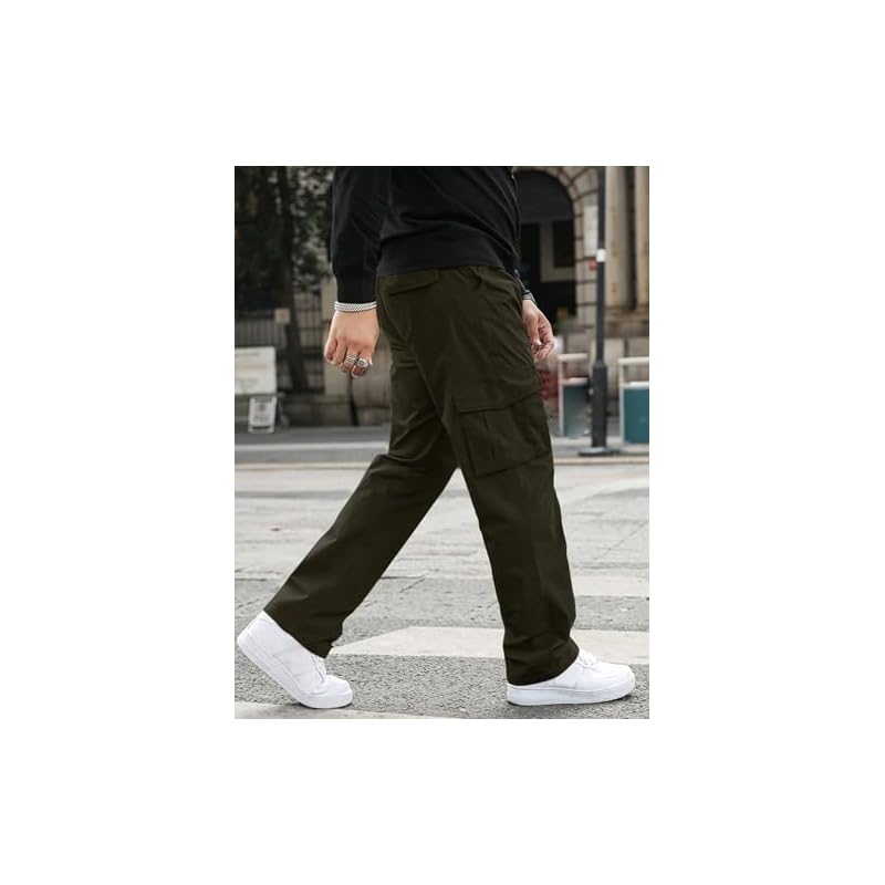 GRECIILOOKS Regular Fit Cotton Trousers Baggy Pants Cargos for Men (GL-TP-1049_Grey_L)