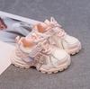 Korean-Inspired Girls' Pink Velcro Sports Shoes - Autumn 2026 Lightweight Dad Sneakers