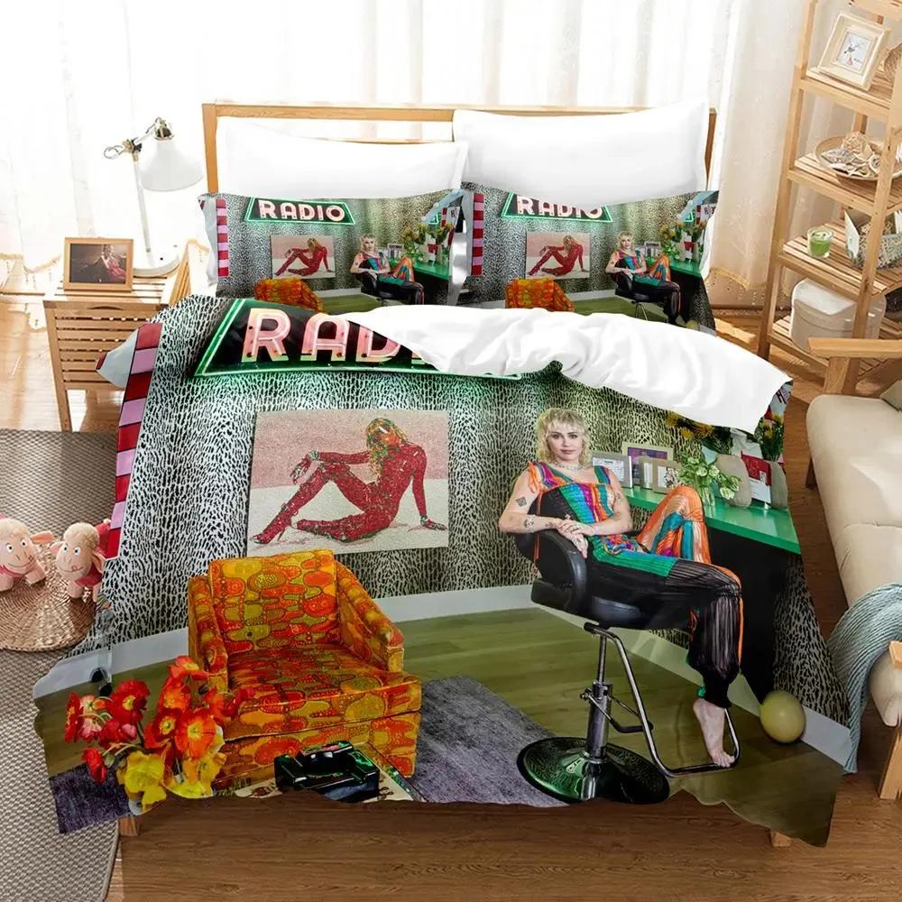 Miley Cyrus Boys Single Double Queen King Size Bed Cover Anime Sets 2024 Duvet Cover Bed Set Quilt Cover Pillowcase