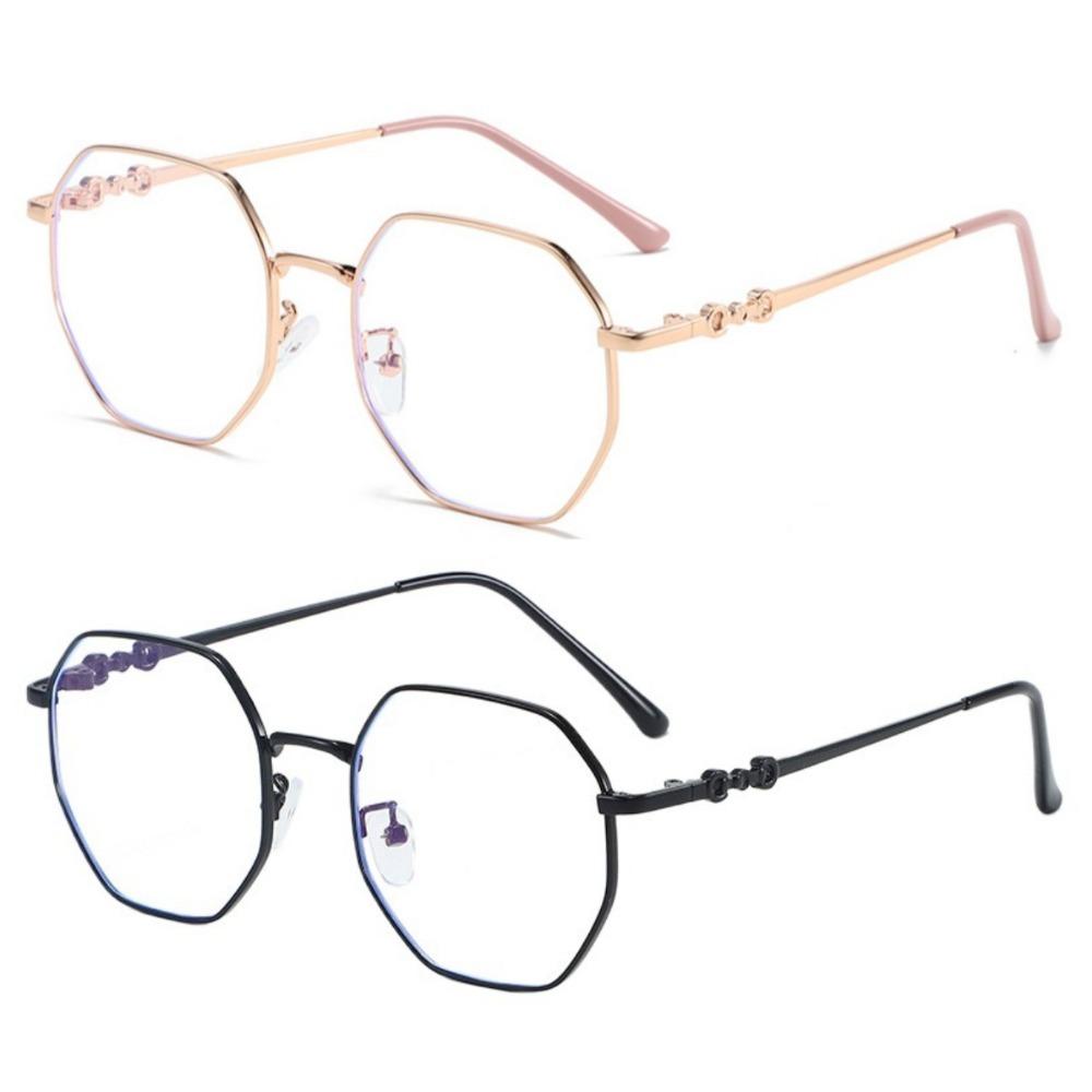 2PCS Anti Radiation Eyeglasses Polygon Frame Sunglasses for Men Women Computer Eyewear