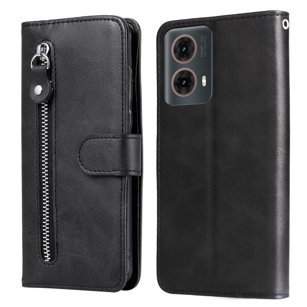 For Motorola Moto G85 5G/S50 Neo 5G Case Zipper Wallet Calf Texture PU Leather Phone Cover