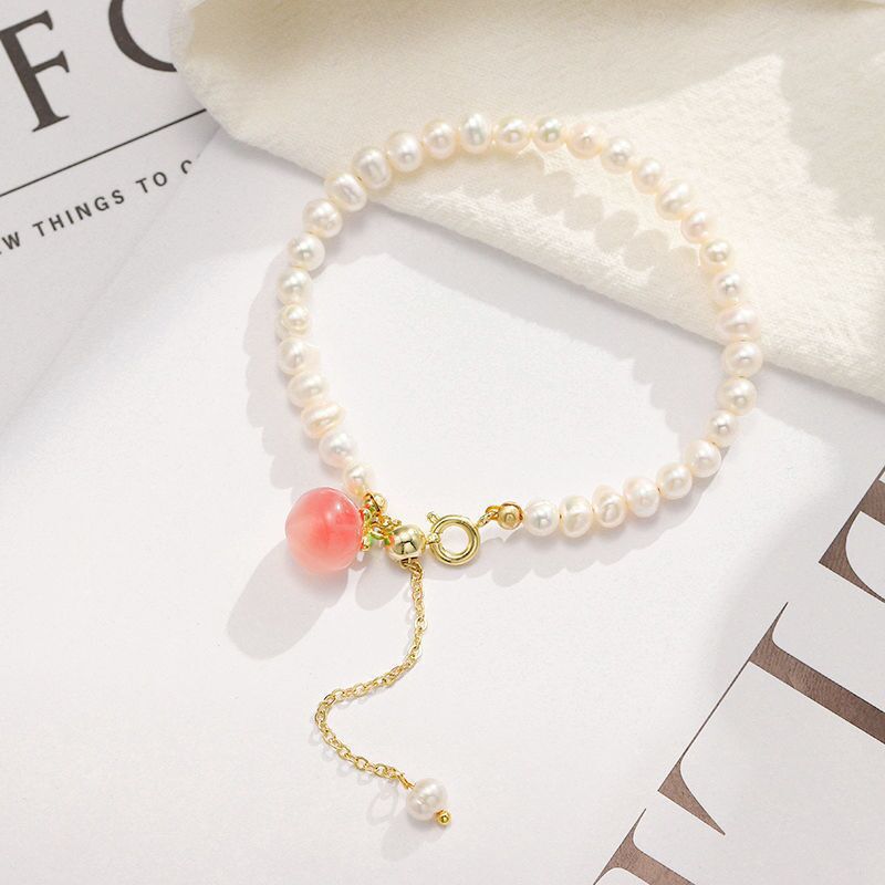 JYL TS Bracelet Women s  Hetian Jade Beads Minimalist Design Fosters Elegance X231 Peach [Pearl] катоба