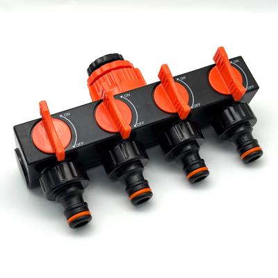 Ventilverteiler 3/4" Bewässerungsverbinder Verteiler 4-Wege Schlauchverteiler Für Wasserrohr Schlauch Rohrhahn Anschlüsse