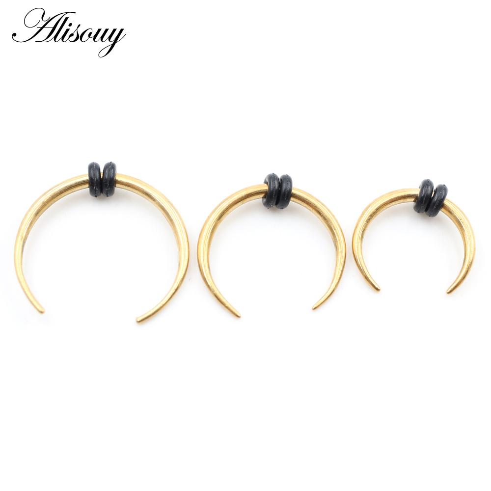 Alisouy 1PC 14/16G Gauge Stainless Steel Buffalo Horn Bull Taper Claw Flesh Ear Tunnel Expander Stretcher Nails Studs Nose Rings