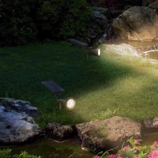 Ogrodowa Wbijana Lampa Solarna 4 Led Reflektor 200Lm Spot Biały Ciepły