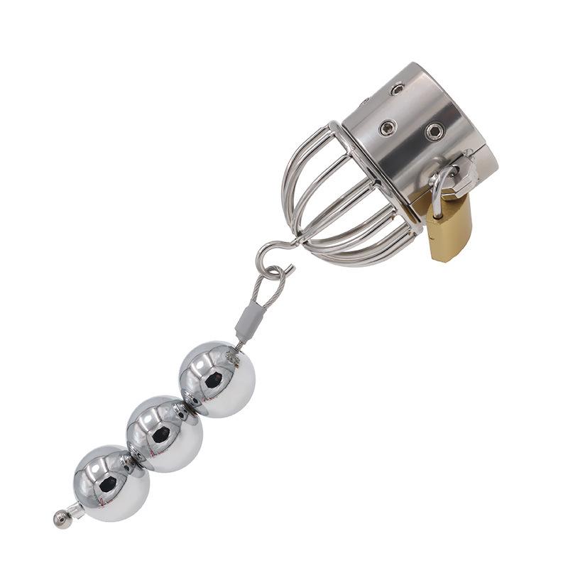 Stainless Steel Scrotum Pendant Weight-Bearing Ring Penis Physical Stop Stretch Anti-Escape Bondage Alternative Metal Toy