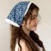 2026 Pastoral Style Lace Triangle Scarf Headband - Sweet Temperament Retro Plaid Ribbon Accessory.