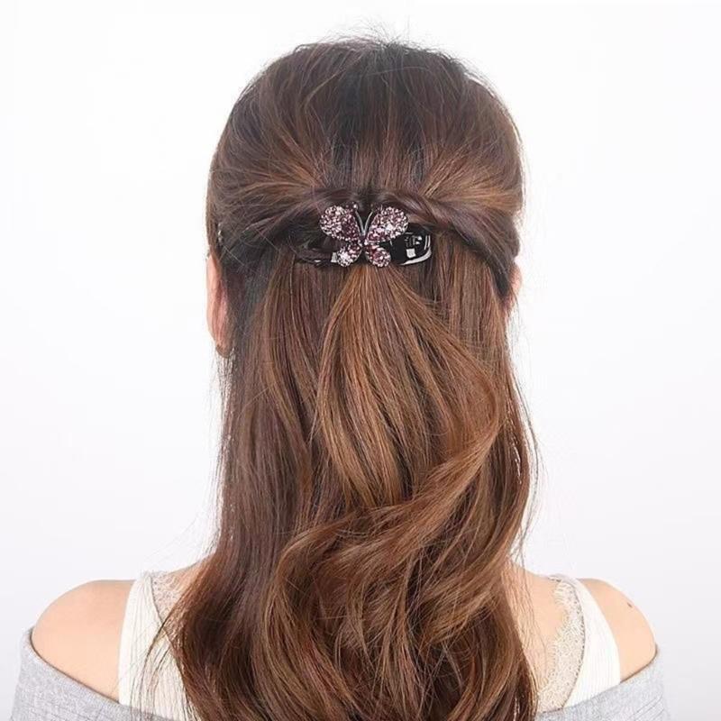 4PCS Butterfly Hair Barrettes with Rhinestones Decors for Women Girl Comfortable Wear Hair Clip for Various Hairstyles