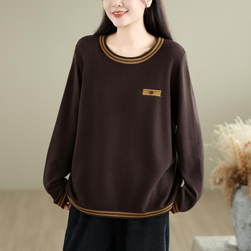 DIMANAF 2026 Autumn Winter New Plus Size Women Pullovers Knitted Shirt Long Sleeve O-Neck Casual Vintage Lady Tops Tees