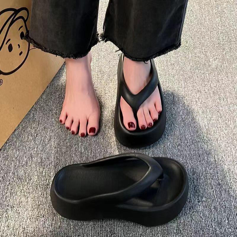 Fashion Pantoufles d'été pour femmes, tongs en caoutchouc, plate-forme, sandales de plage, mode basse, sabot hawaïen massag, 2024