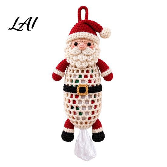 Seasonal Craft Kits Crochet Animal Bag Holder DIY Kit Hanging Plastic Make Easy Patterns Cute Raccoon Highland Cow Organizer for Home Kitchen Decor,