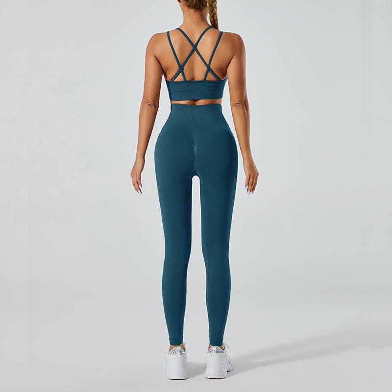 Completo Yoga da Donna con Top con Schiena a Croce e Leggings a Vita Alta per Fitness e Pratica Yoga