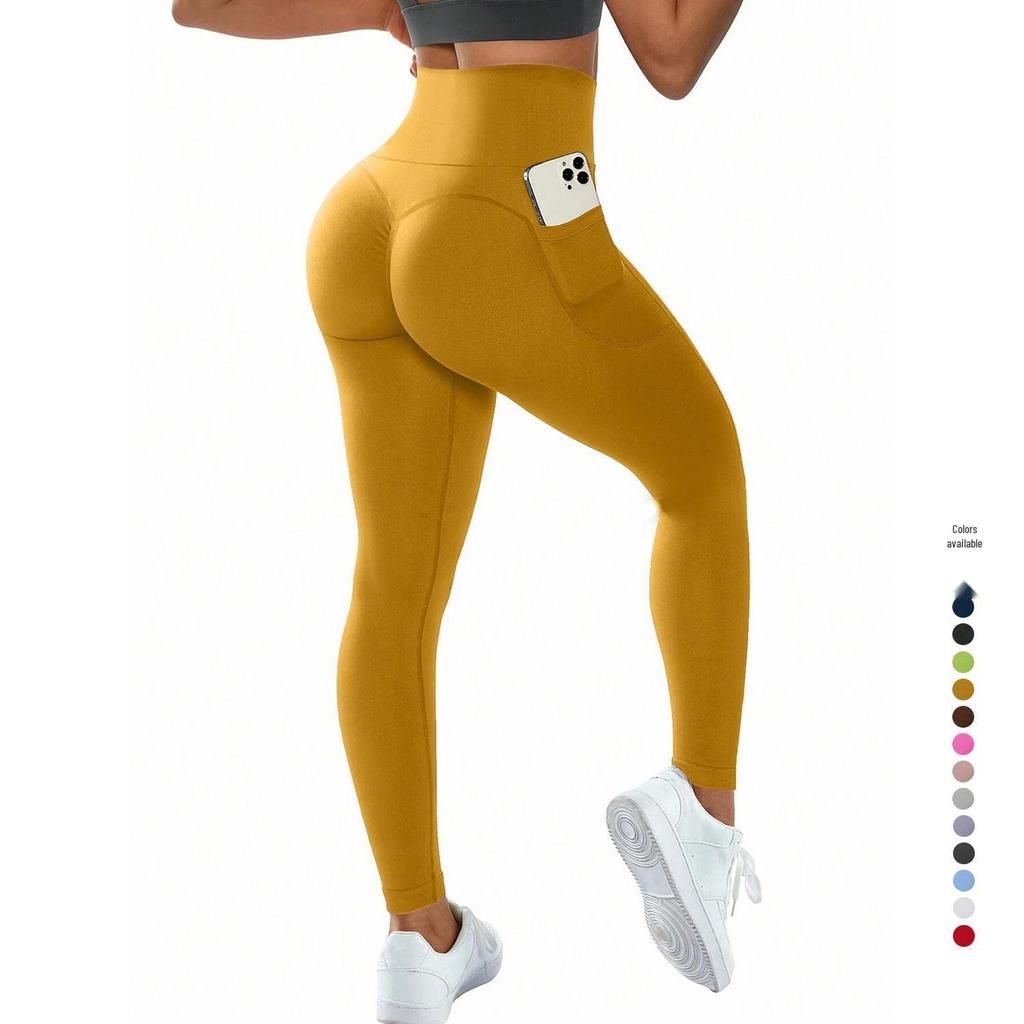 Plus Size High Waist Yoga Pants with Side Pockets - Women's Sports Leggings