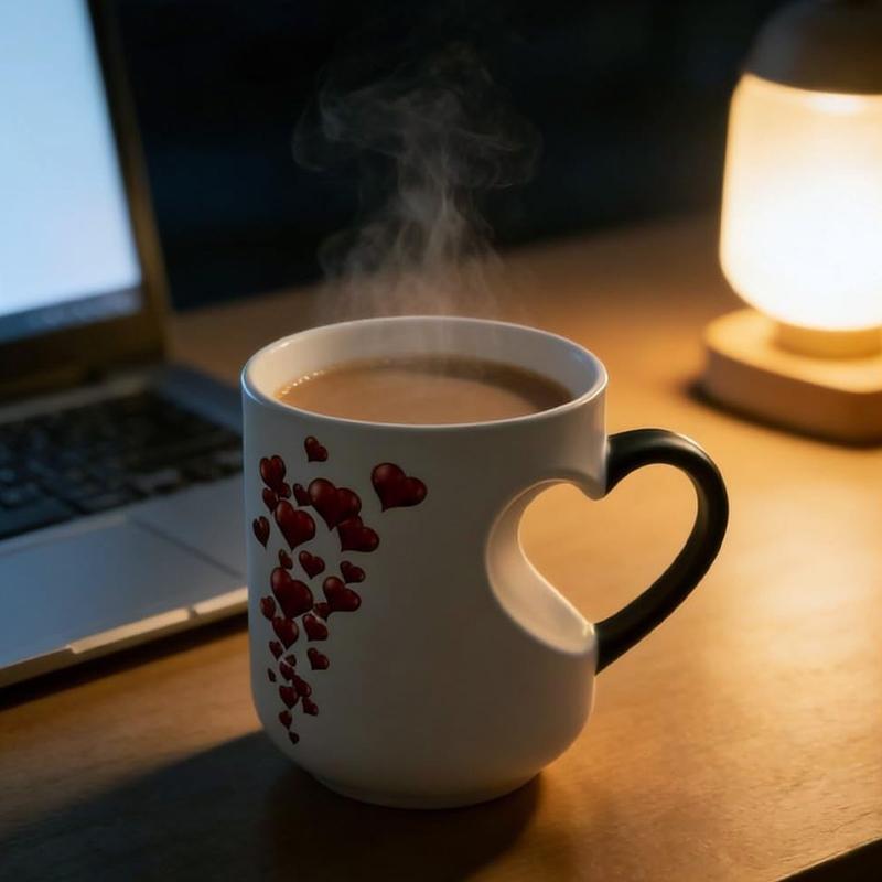 

Heart-Shaped Color Changing Magic Ceramic Mug Funny Color Changing Coffee Cup With Handle That Reveals Surprise Design A