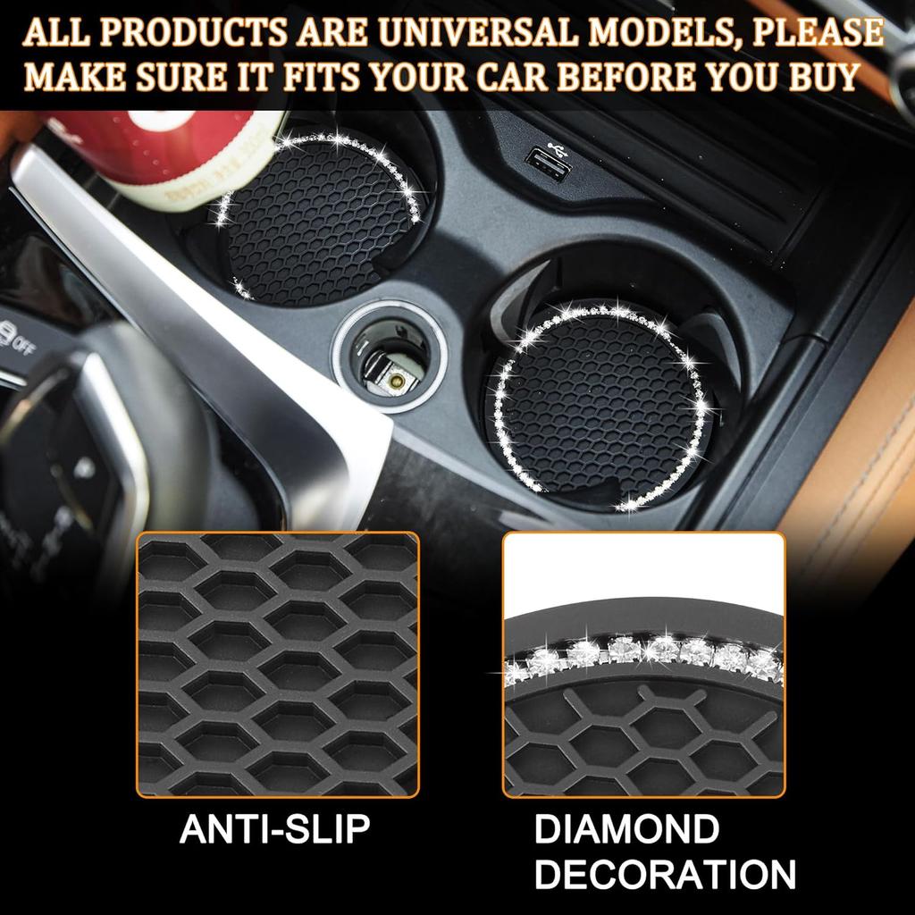 TOMALL Bling Crystal Car Cup Holder Coaster Engine Start Stop Button Cover Compatible with Lexus RX350 GS ES NX Shiny Diamond Car Logo Emblem Sticker