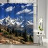 1pc Mountain River Pine Forest Shower Curtain - Durable Polyester Bathroom Decor with Hooks, High Quality Artistic Nature Scene