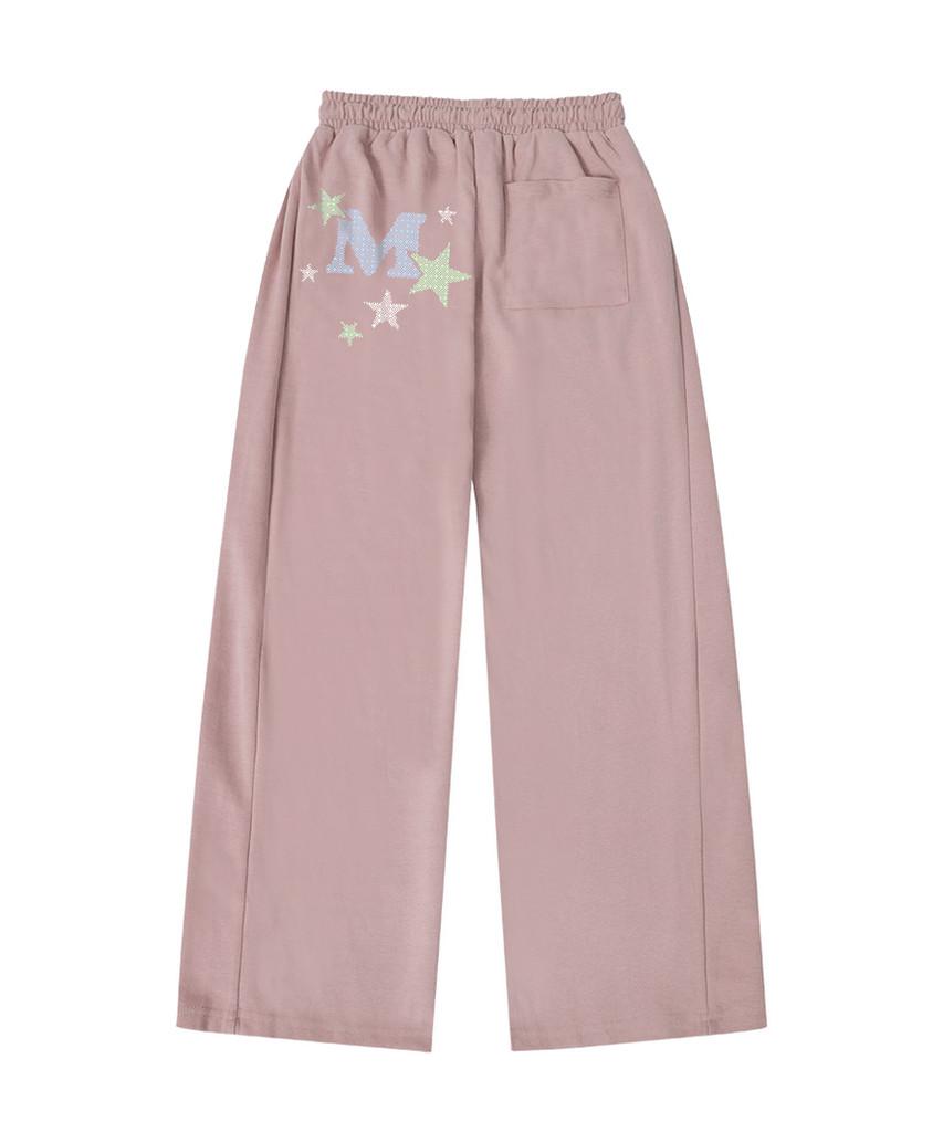 Deomopeuhauseu Pixel M Star Side Pleat Wide Sweatpants Navy