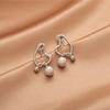 Irregular Geometric Heart-shaped Imitation Pearl Earrings Ear Clips Mosquito Coil Ear Clip for Women