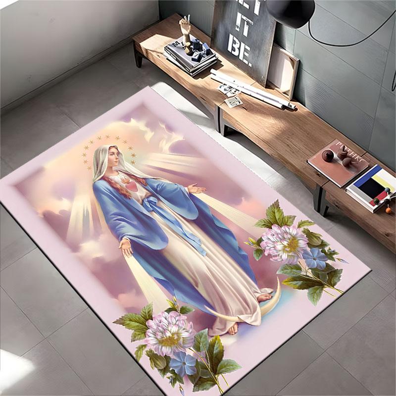 Holy Virgin Mary Design Carpet Suitable As a Non-slip Mat for the Living Room or Bedroom Sofa