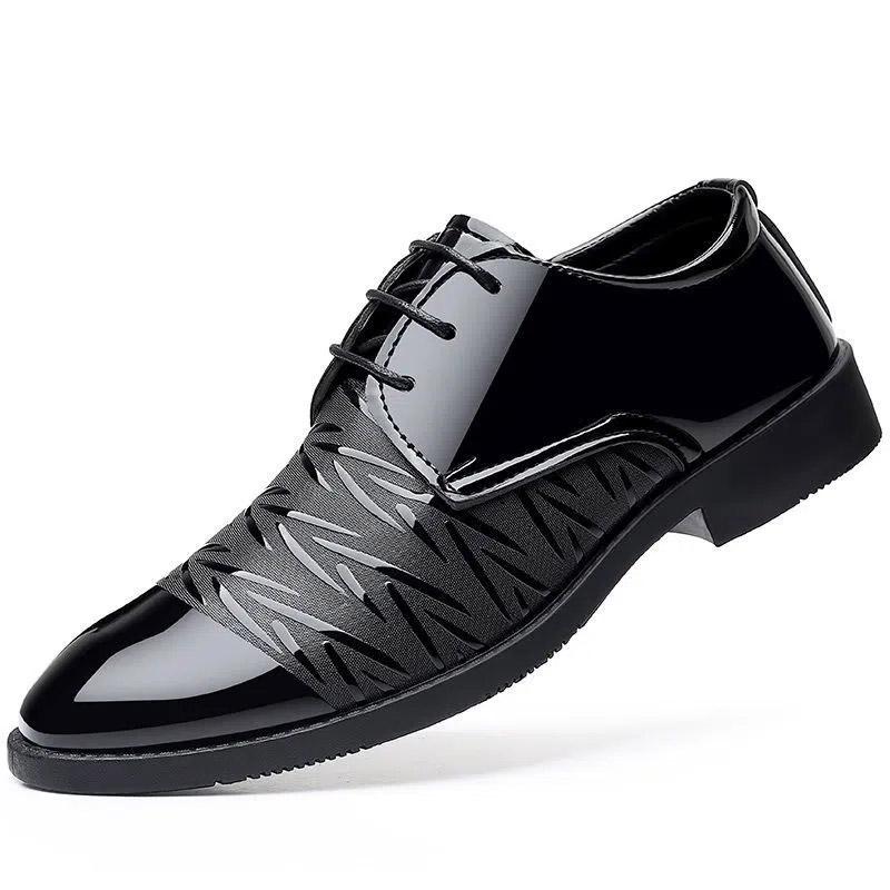 Men's Leather Shoes Spring Breathable Comfortable Casual Shoes Youth Business British Black Formal Leather Shoes Husband Dad Shoes