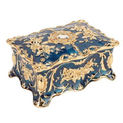 Vintage Jewelry Box European Style Exquisite Velvet Liner Zinc Alloy Trinket Organizer for