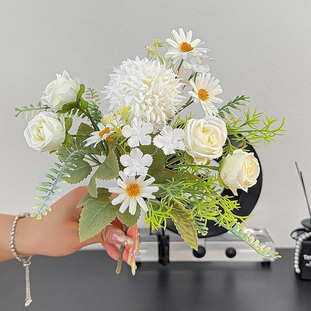 Mehrfarbige Künstliche Rose Grüne Blätter Blumengesteck Künstliche Rosenblüte Schreibtischornament Foto Requisiten Lebensechte Blumen