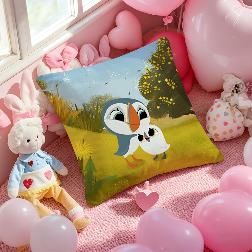 Kwaii Puffin Rock PPreschool Cushion Cover Pattern Printed Pillowcase for Living Room Sofa Cushion Cover  Bedroom Decor