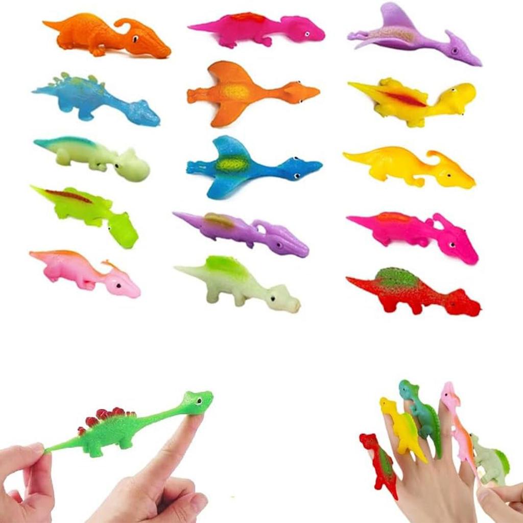 Finger Catapult Dinosaur Toy Funny Mini Rubber Dino Finger Sling Shot Toys for Christmas Birthday Goodie Bag Stuffers