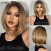 Paruka Bob Lucu Rambut Warna Merah Anggur Lurus Pendek Sintetis Elemen untuk Pesta Paruka Wanita Putih/Hitam atau Pakaian Sehari-hari