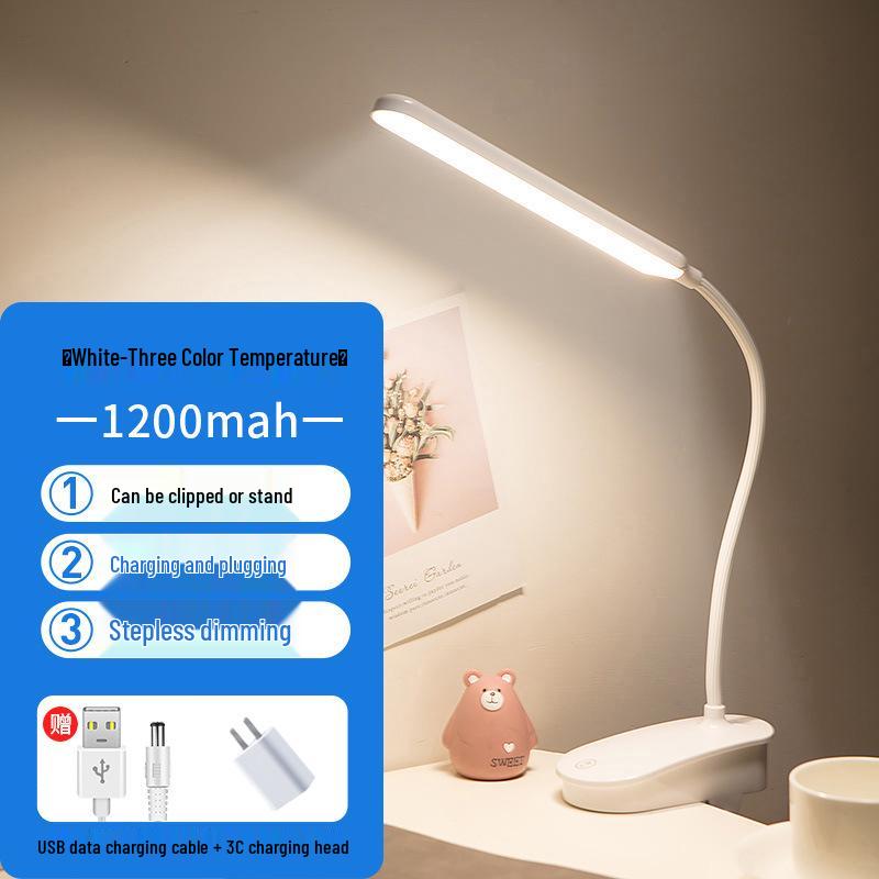 Wiederaufladbare Augenschutz-Klemm-Schreibtischlampe für Studenten und Studentenwohnheime
