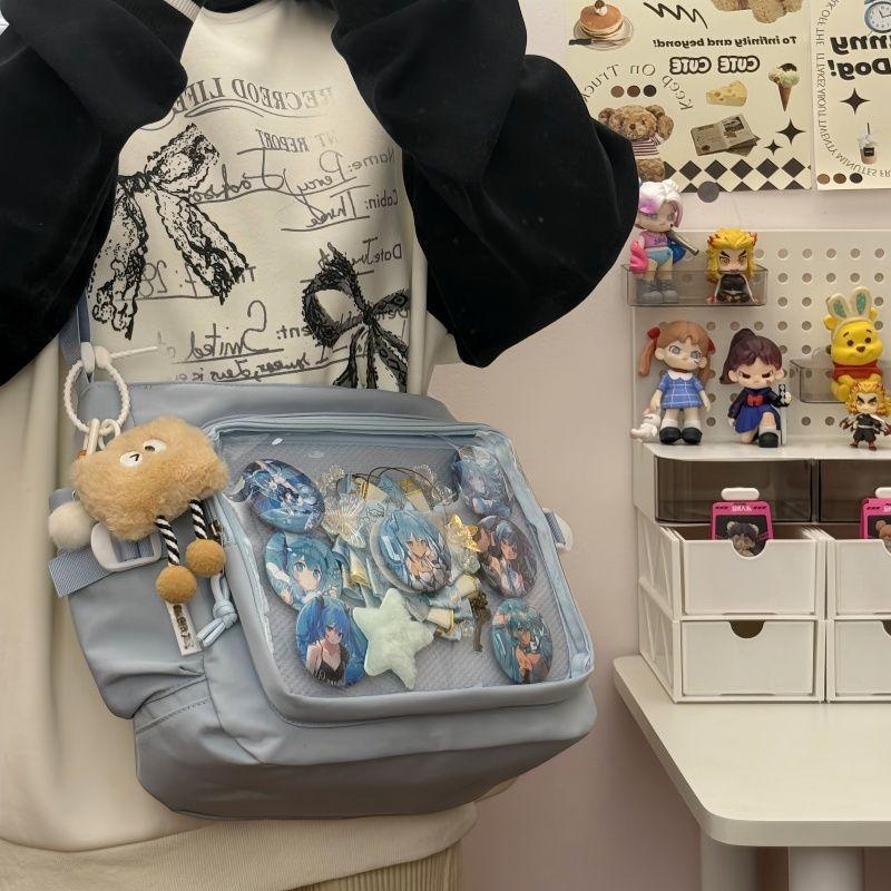 College Style Versatile Class Loading Book Simple Large Capacity Mail Carrier Bag Female Transparent Bar Shoulder Bag Pain Bag