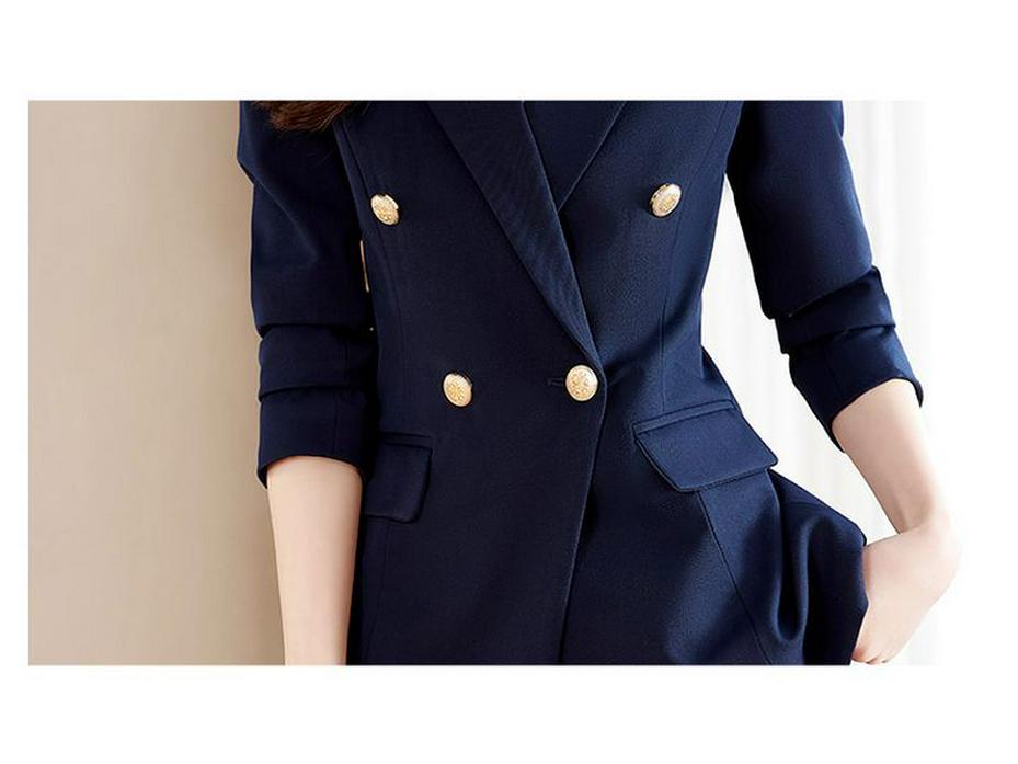 Veste de costume noire professionnelle pour femmes européennes et américaines - Manches longues, Printemps/Automne, Style étudiant, Vêtement de travail à tempérament