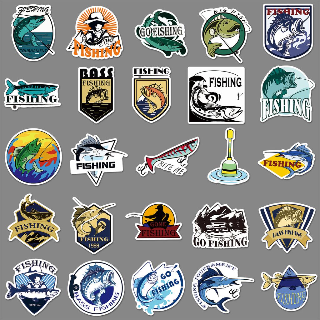50 Rybářské Graffiti Samolepky Personalizované Kreslené Venkovní Dekorace Samolepky na Vodní Pohár Kufr Rybářský Box