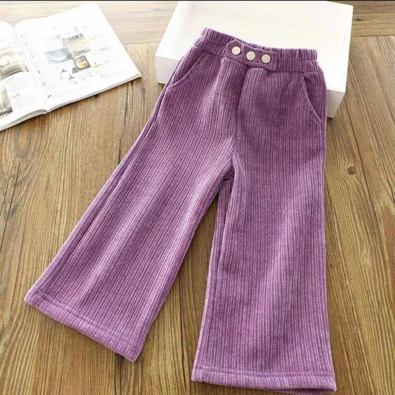 Girls Thick Warm Pants Winter Autumn Big Kids Velvet Wide Leg Trousers Children Casual Long Pants
