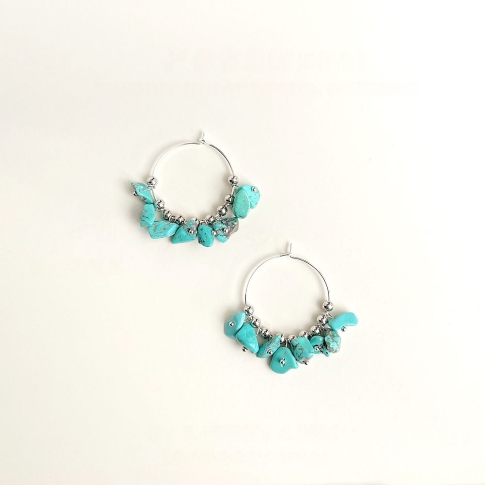 Water Droped Beaded Earringdrop Pearl Vintage Hoop Earrings Bohemia Faux Turquoise Earrings  Women