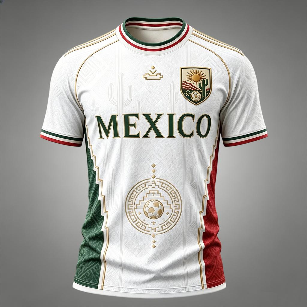 Men's Casual V-Neck Short Sleeve T-Shirt with Mexico Graphic Print for Fan Support