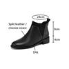 Fashion NEW Autumn Women Boots Round Toe Chunky Heel Shoes Split Leather Shoes for Women Casual Slip-on Ankle Boots Black Handmade Boots