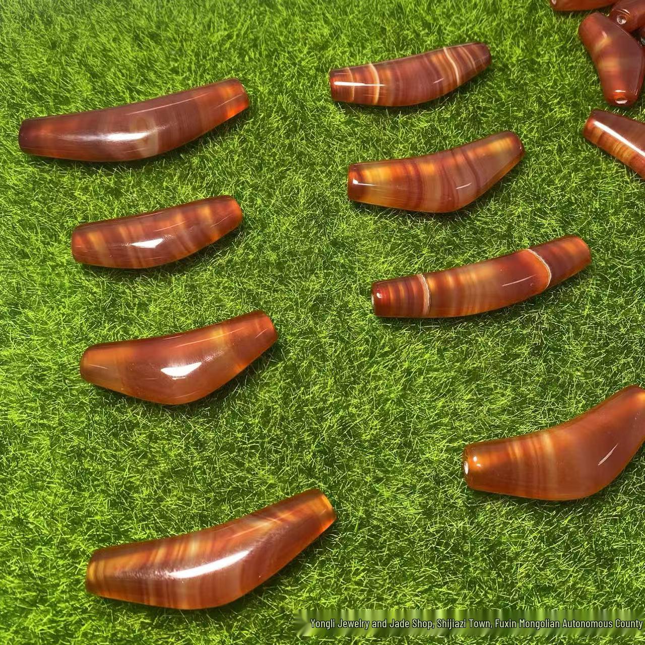 Red Meat Striped Agate Cow Horn Beads for Pendants Striped Agate