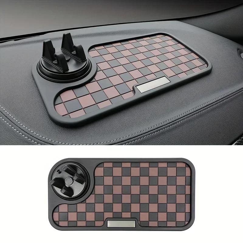 

Car Anti-skid Pad Dashboard Center Console Dashboard Anti Slip Mat with Phone Mount 360-Degree Rotation PVC Key Storage Mat