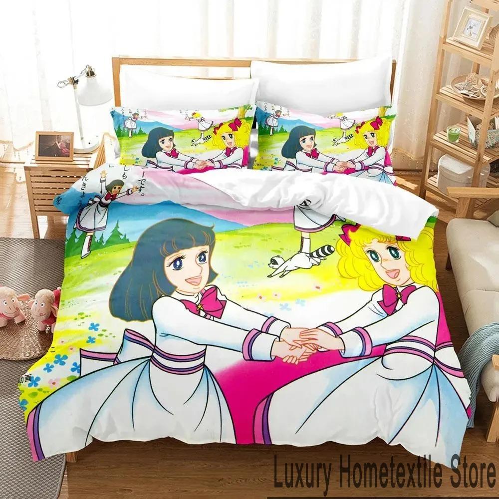 3D-tryck Manga Godis Anime Sängklädesset Pojkar Flickor Twin Queen King Size Påslakan Örngott Säng Pojkar Vuxen Hemtextil