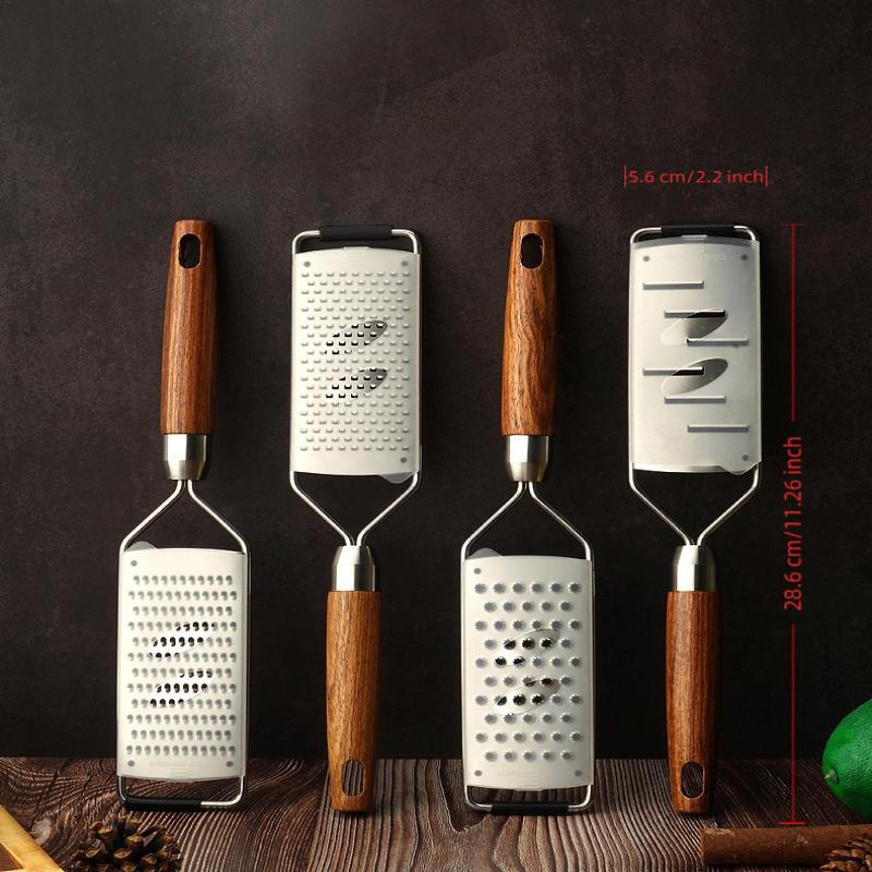 Cheese Grater With Natural Wood Handle Stainless Steel Zester Grater Kitchen Citrus Zester Tool For Ginger
