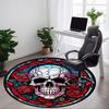 1PC Skull Rose Design Office Round Rug, Non Slip, Soft and Durable Office Rug for Interior Decoration, Perfect for Office