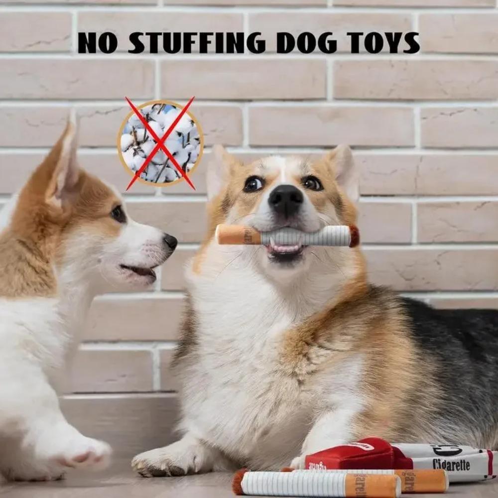 Funny Interactive Plush Dog Toys, Creative Cigarette Design Giggling Chew Toy, For All Sized Dogs Playing & Teething, Pet Gift