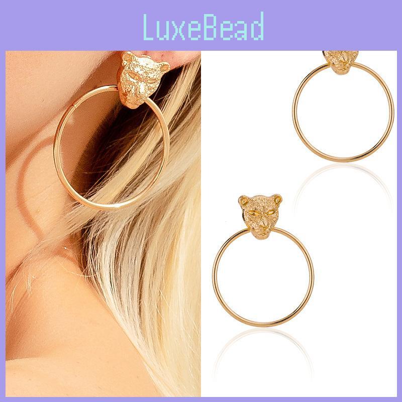 Fashion Head Leopard Geometric Alloy Earrings Trendy Metal Jewelry Women For