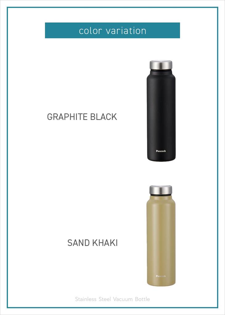 Peacock Water Bottle, 800ml [Web-Exclusive Color] Lightweight Vacuum Insulated Thermos, 0.8L, Graphite Black, AKY-80 BGR