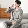 Men's Autumn Winter Flannel Pajamas, Stand Collar, Zipper, Outdoor-Ready Coral Fleece Homewear