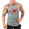 Muscleguys Red Spider Printed Running Vests Mens Gym Tank Tops Cotton Breathable Fitness Sleeveless T-Shirt Bodybuilding Training Clothing